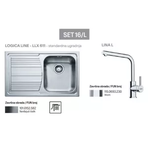 Franke set sudopera Logica Line LLX 611 leva + slavina Lina L-1