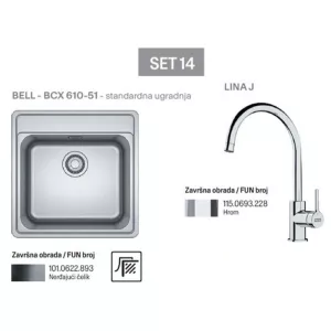 Franke set sudopera Bell - BCX 610-51 + slavina Lina J-1