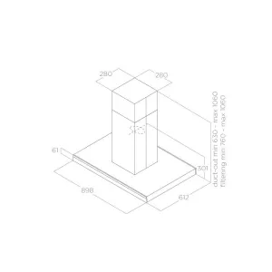 Elica ostrvski aspirator ADELE ISLAND BL MAT/A/90X60