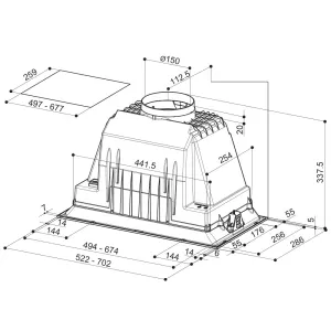 Faber ugradni aspirator INKA PLUS HCS BK A70